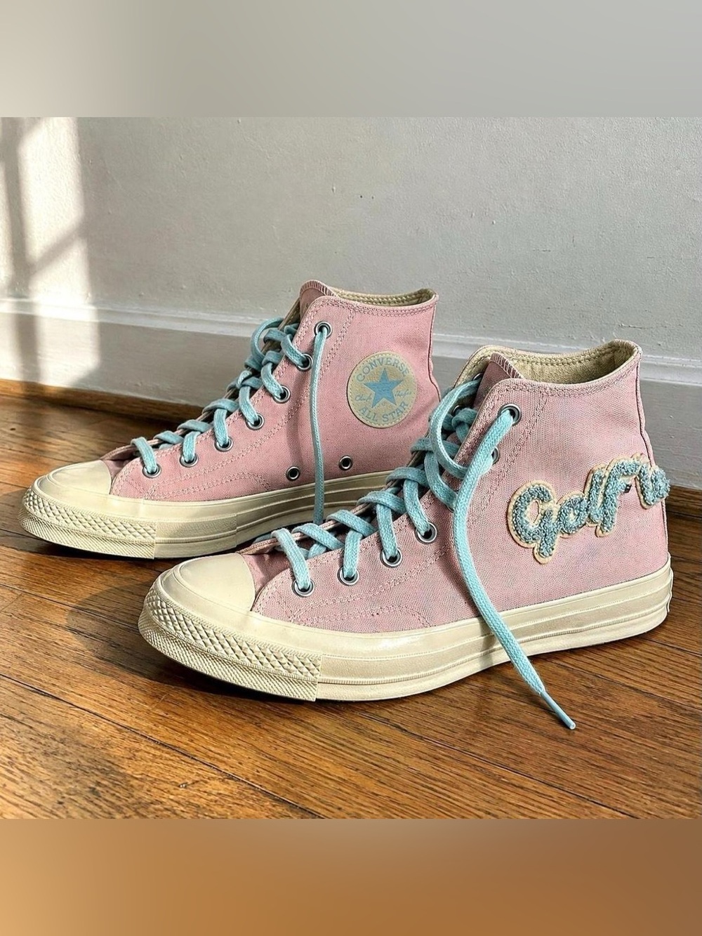 Converse x GOLF le FLEUR* Chenille Chuck 70 High 'Almond Blossom' Pink & Blue US